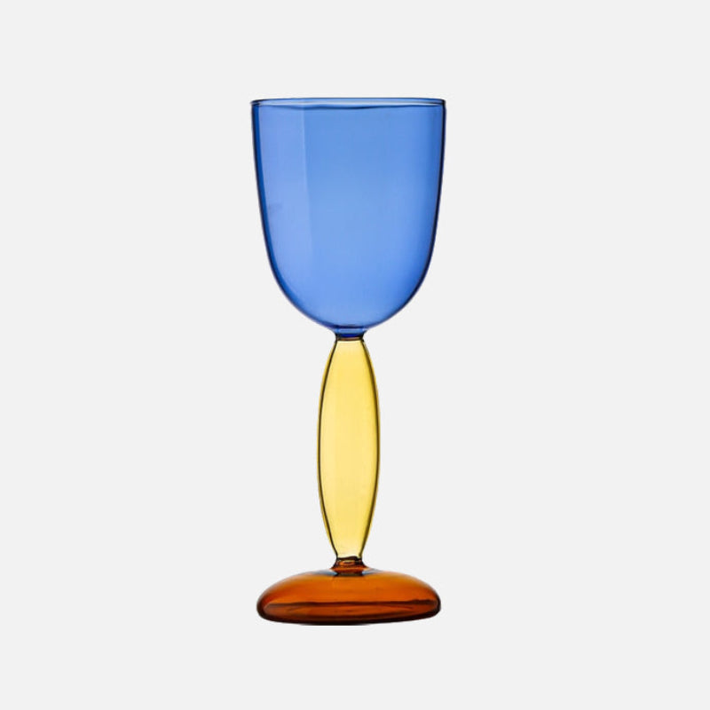 Phillips Colored Glass Goblet & Decanter Blue Bordeaux