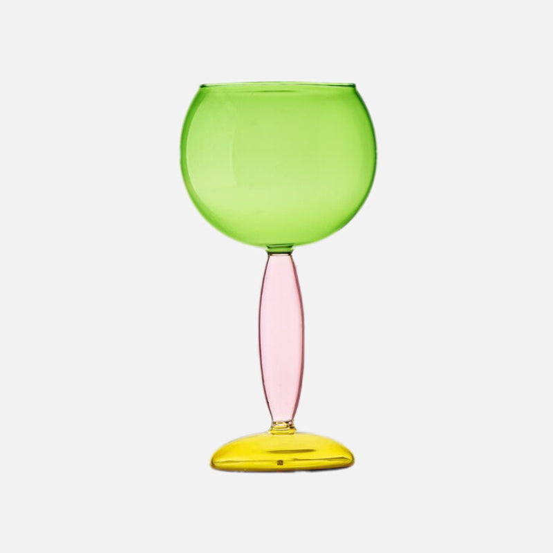 Phillips Colored Glass Goblet & Decanter Green Burgundy