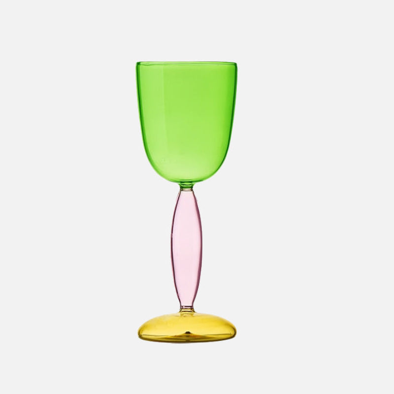 Phillips Colored Glass Goblet & Decanter Green Bordeaux