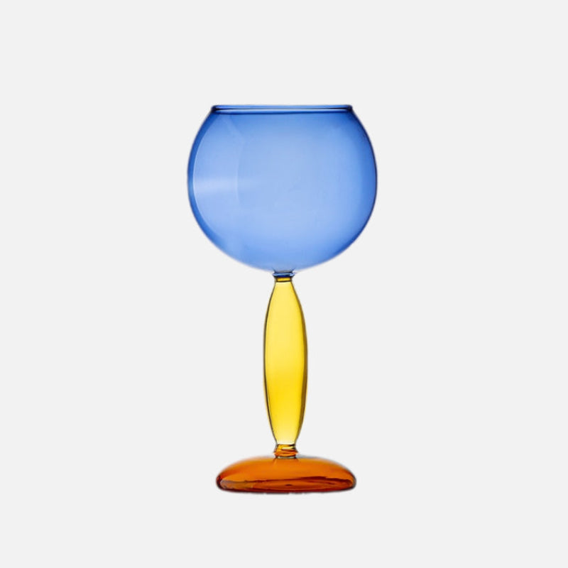 Phillips Colored Glass Goblet & Decanter Blue Burgundy
