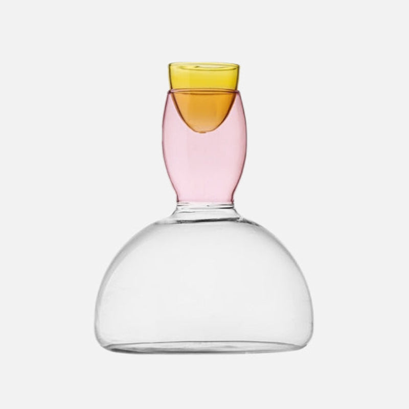Phillips Colored Glass Goblet & Decanter Pink Decanter