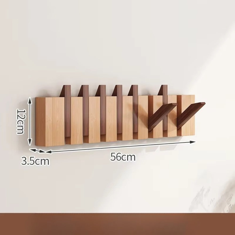 Piano Foldable Wooden Flip Hook Wall Rack Dual Harmony 8 Hooks