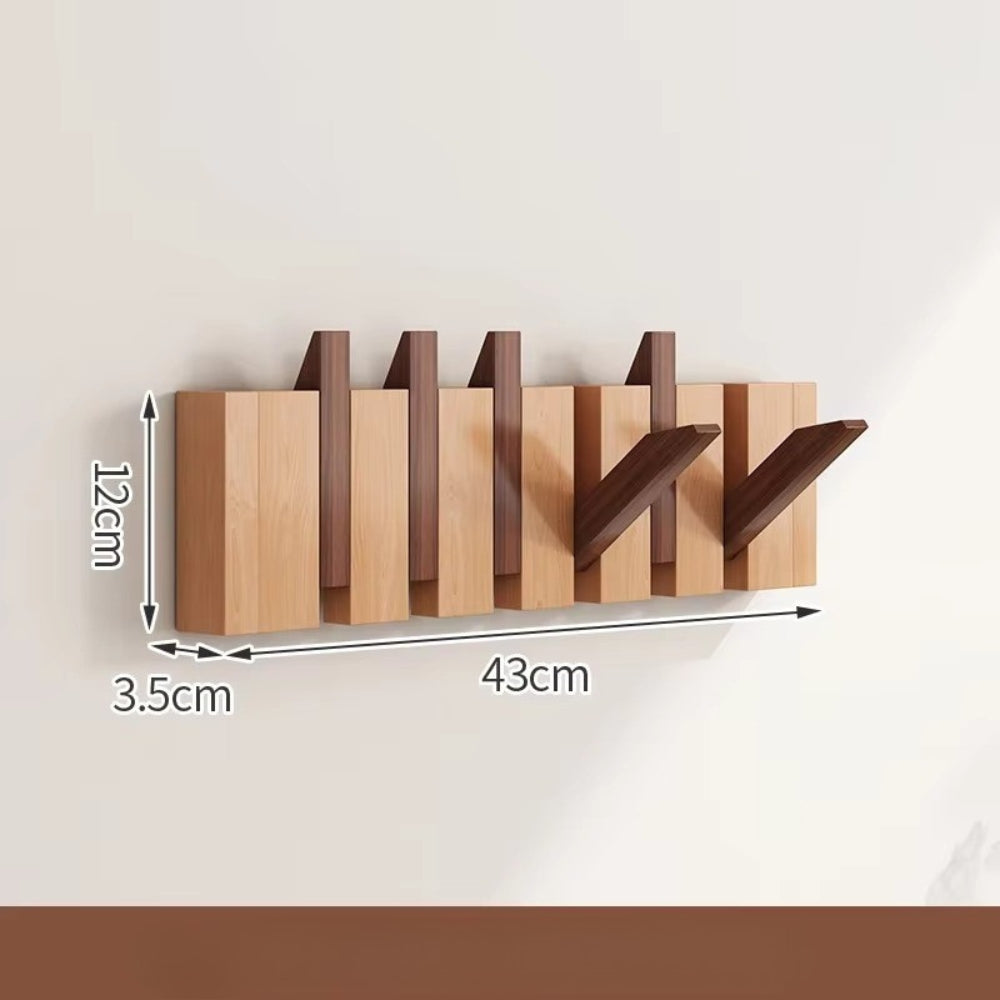 Piano Foldable Wooden Flip Hook Wall Rack Dual Harmony 6 Hooks