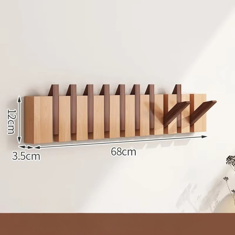 Piano Foldable Wooden Flip Hook Wall Rack Dual Harmony 10 Hooks