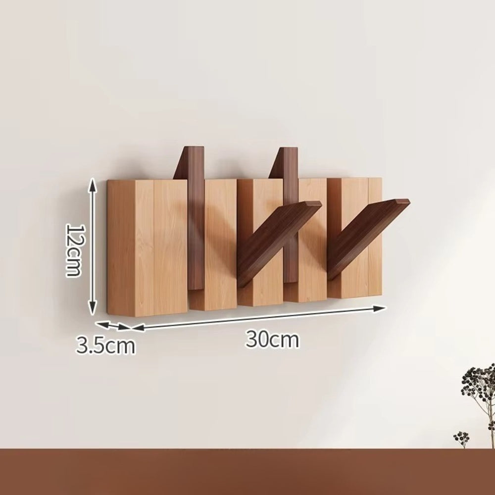 Piano Foldable Wooden Flip Hook Wall Rack Dual Harmony 4 Hooks