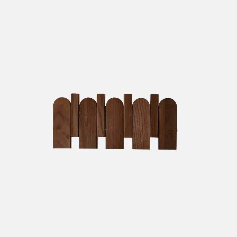 Picket Walnut Wood Coat Rack Walnut Small - 4 Hooks