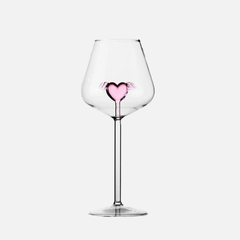 Pink Love Wings Glass Cup & Goblet Tall