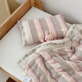 Striped Muslin Quilt Set – Soft Pink Cotton Comforter