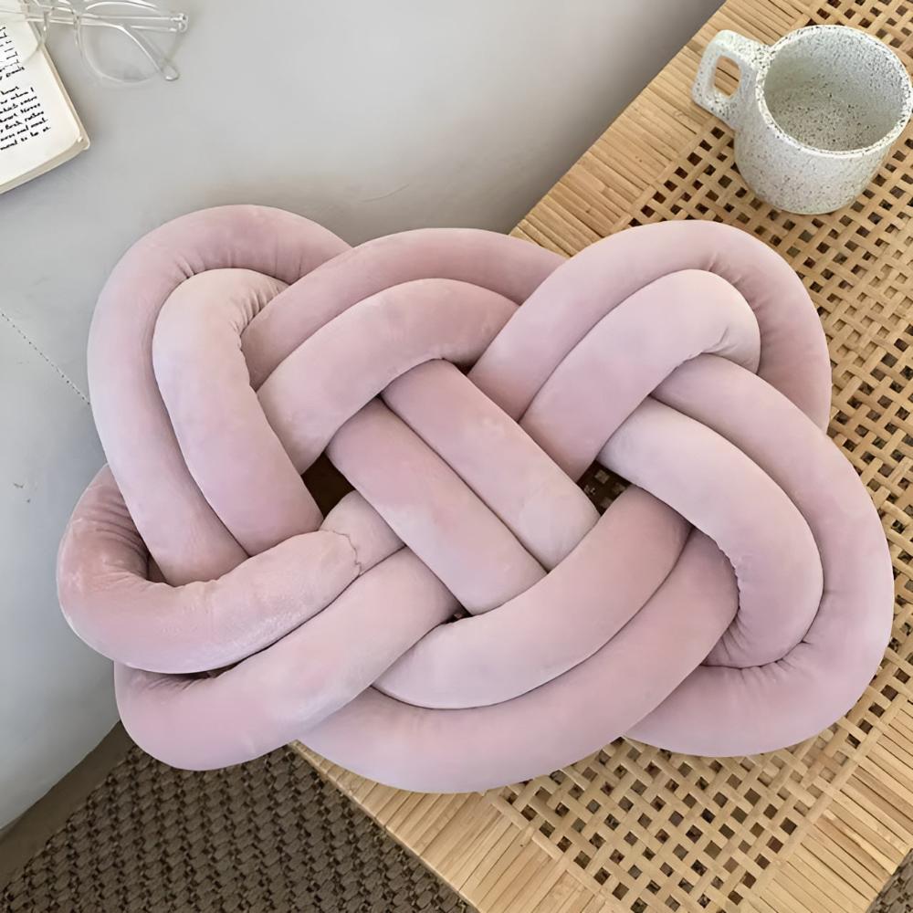Braided Plush Cushion Pink