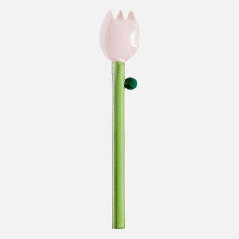 Pinky Floral Glass Stirrer Pink