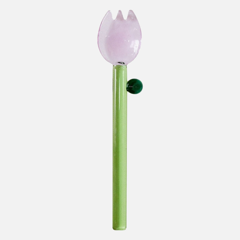 Pinky Floral Glass Stirrer Violet