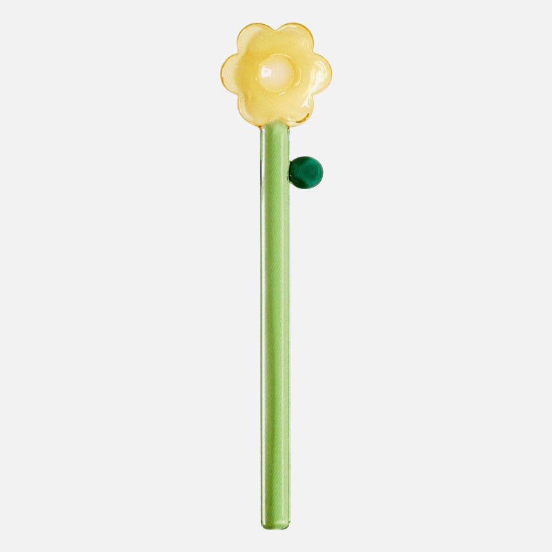 Pinky Floral Glass Stirrer Yellow