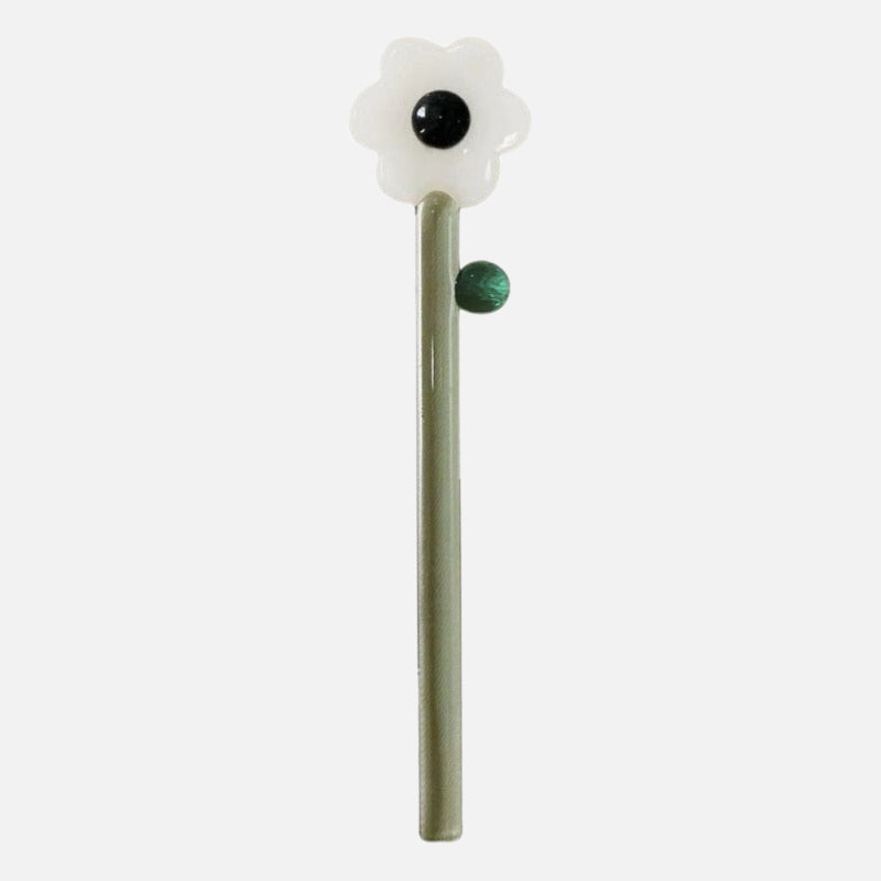 Pinky Floral Glass Stirrer Pink - Black