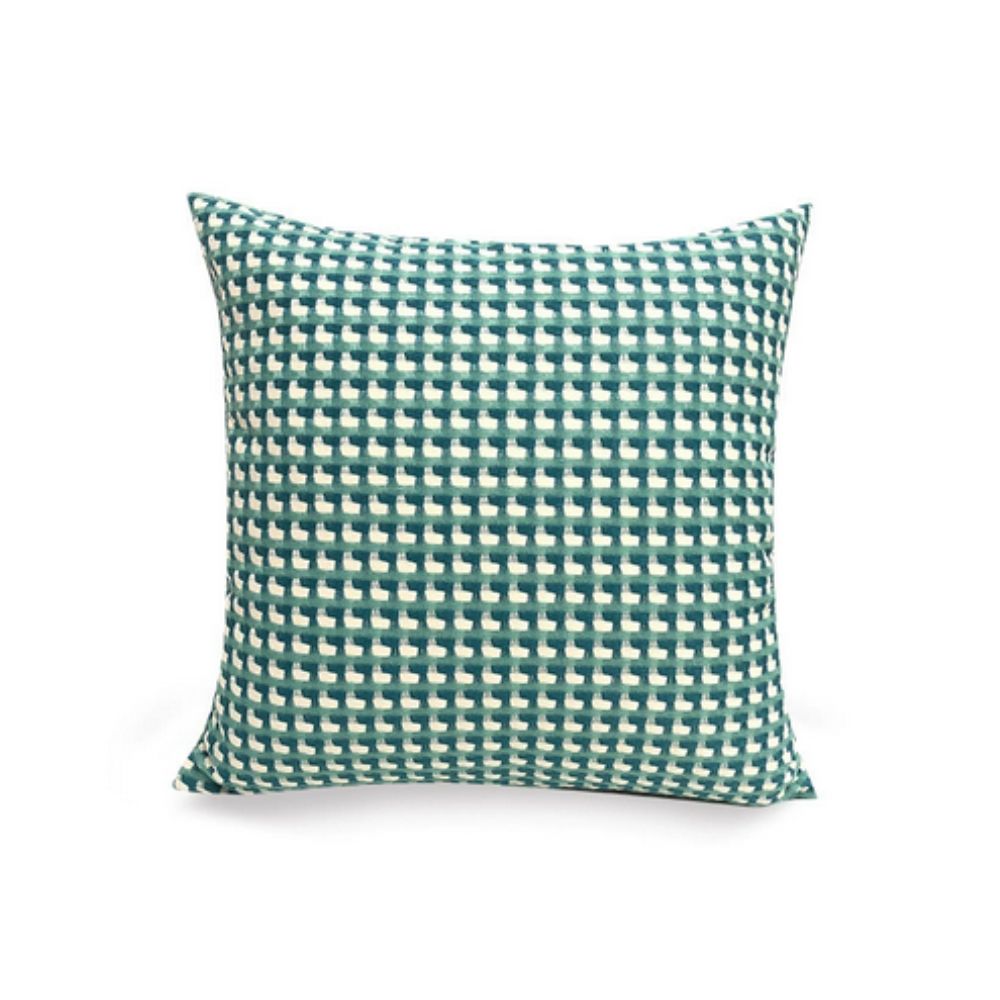 Pixel Weave Cushion Cover Teal Check