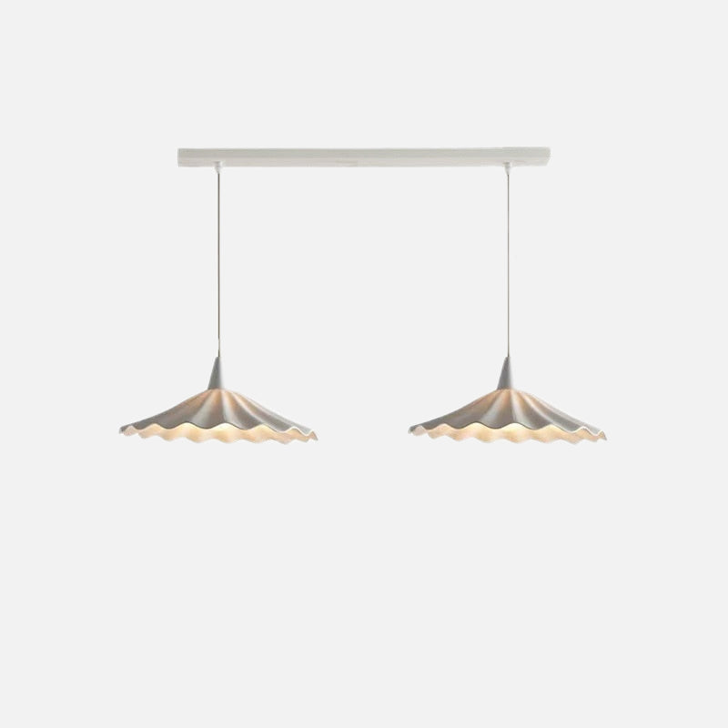 Pleated Flower Glazed Ceramic LED Pendant Light 2 Heads