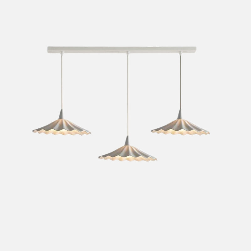 Pleated Flower Glazed Ceramic LED Pendant Light 3 Heads