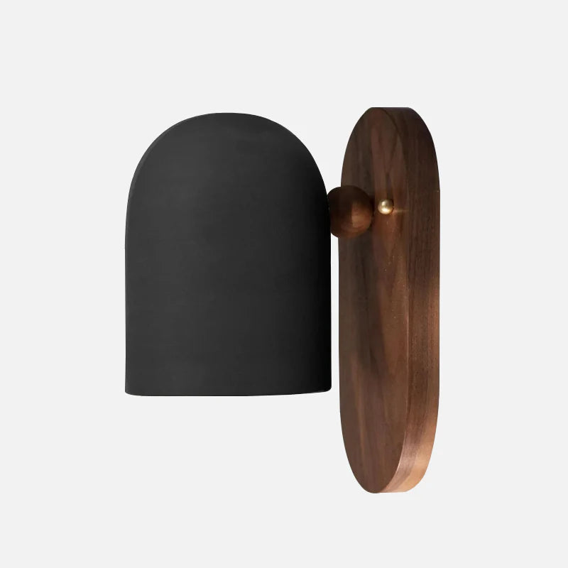Plume Walnut Wall Light Black Oval
