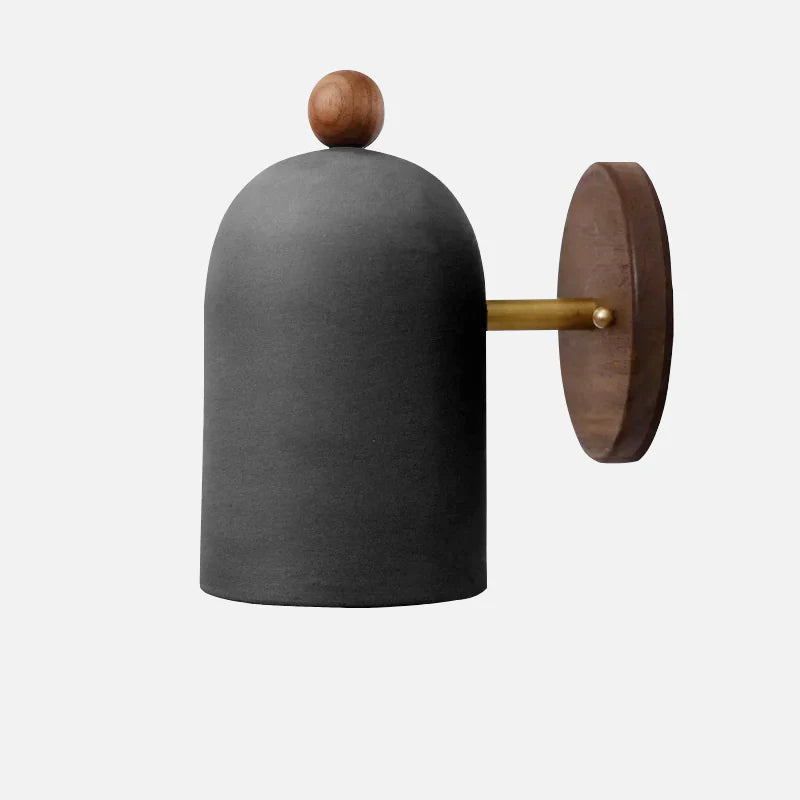 Plume Walnut Wall Light Black Round