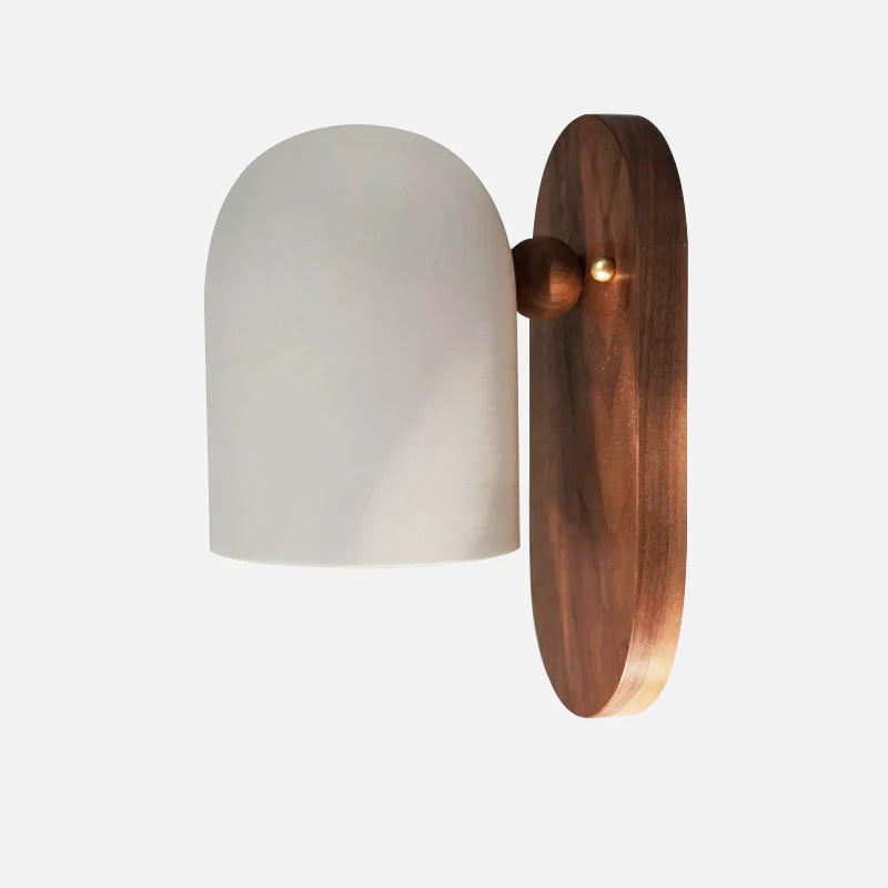 Plume Walnut Wall Light White Oval