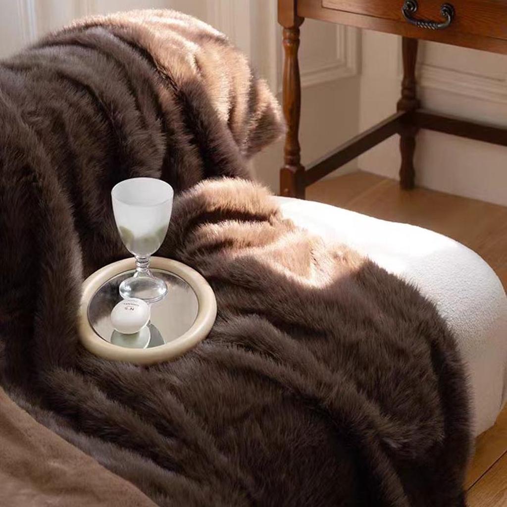 Plush Mink Faux Fur Blanket Coffee
