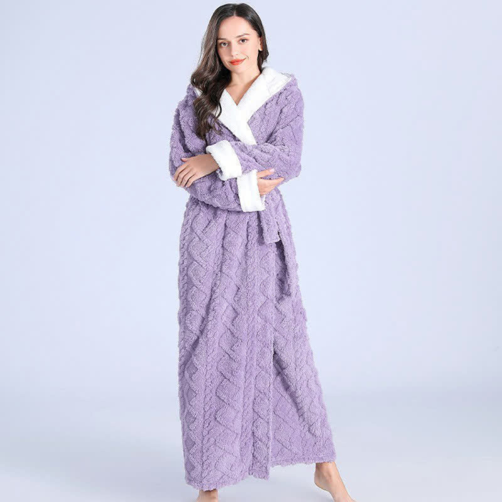 Women's Bathrobe - Hooded Plush Robe