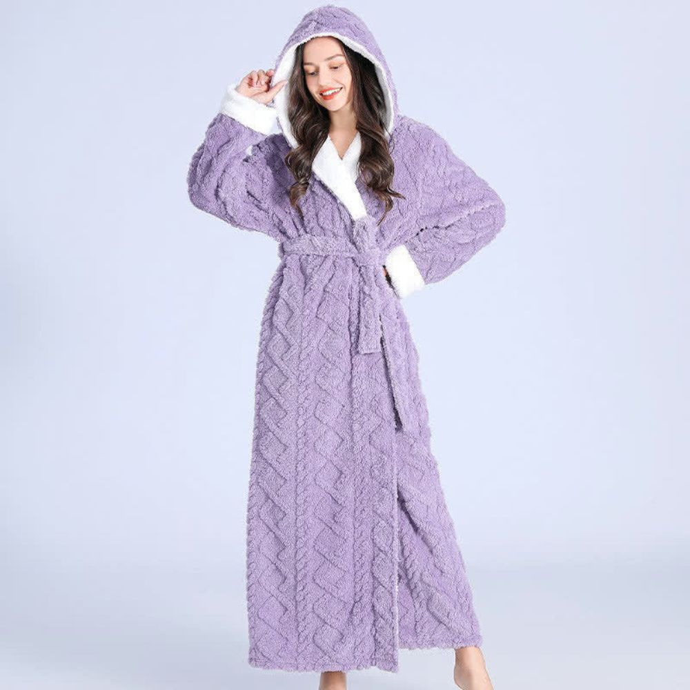 Women's Bathrobe - Hooded Plush Robe