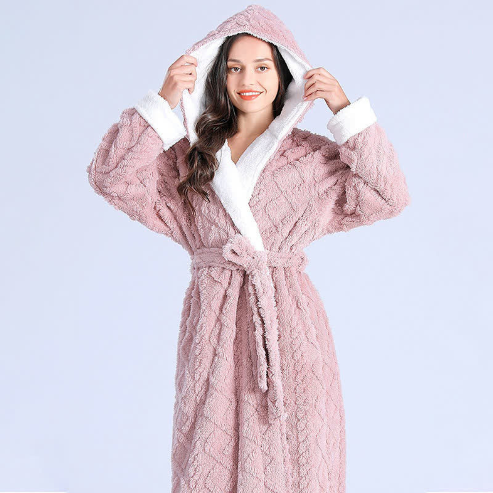Women's Bathrobe - Hooded Plush Robe