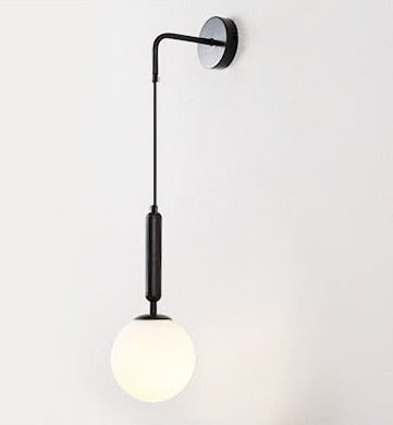 Poiret Series Brass & Glass Globe Hanging Wall Lamp Black Black