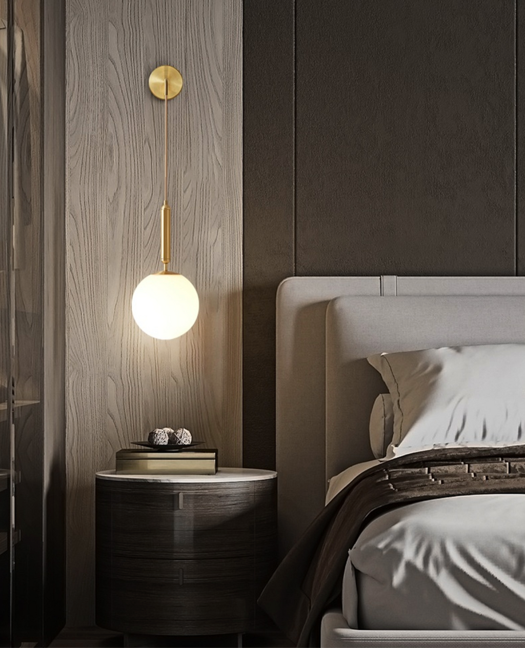 Poiret Series Brass & Glass Globe Hanging Wall Lamp - Final Sale