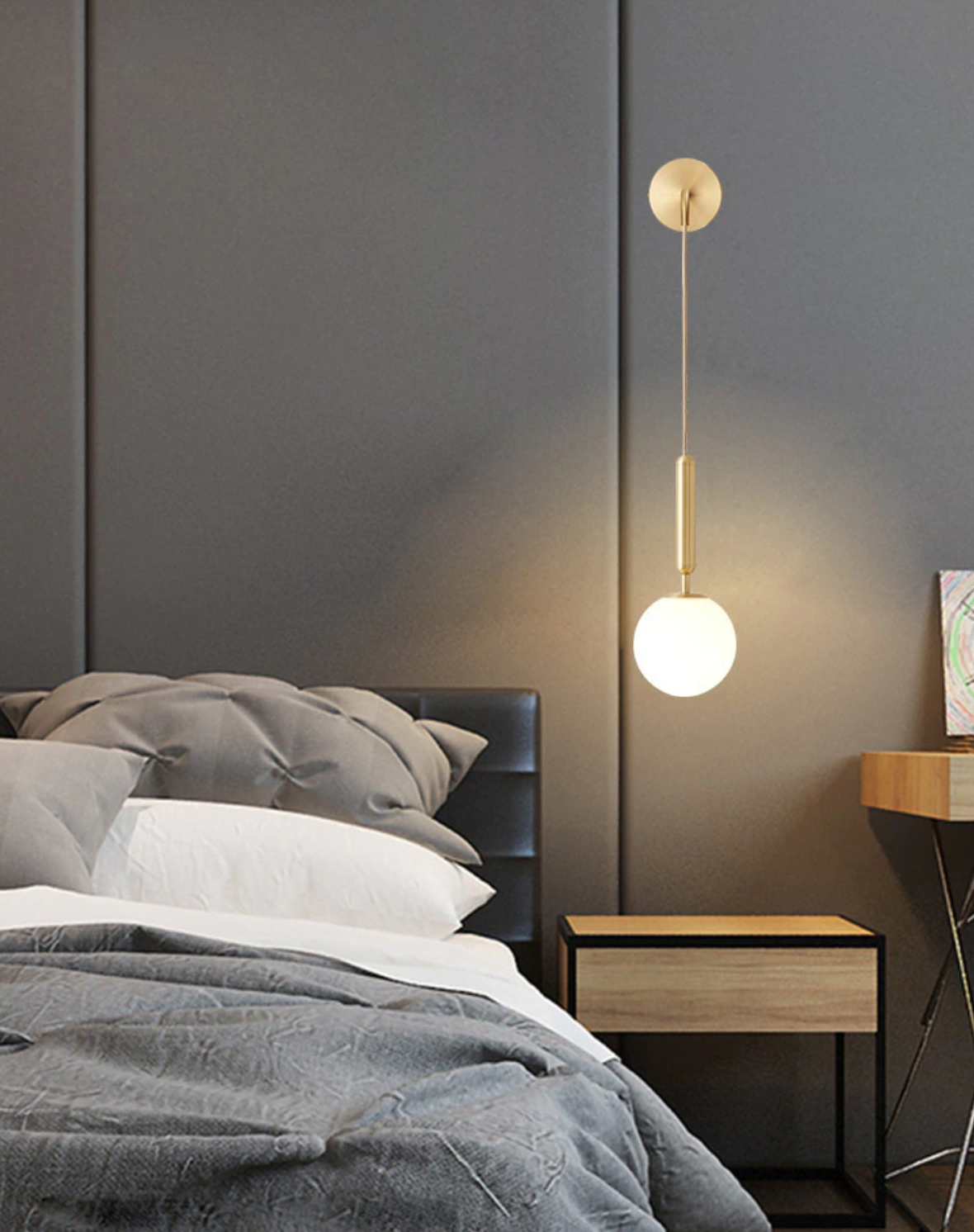 Poiret Series Brass & Glass Globe Hanging Wall Lamp - Final Sale