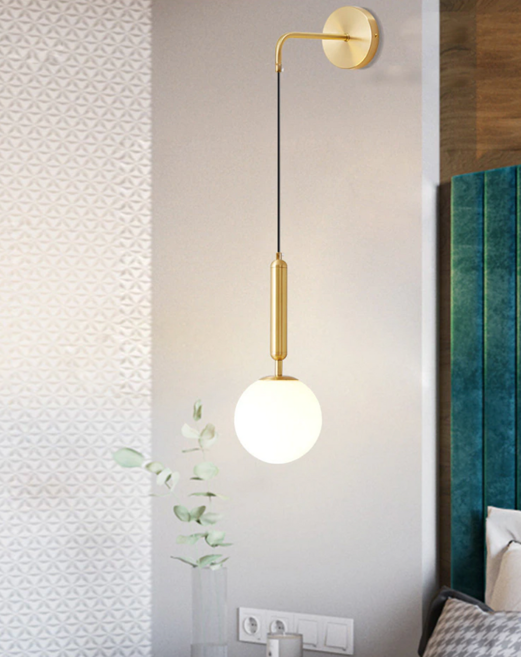 Poiret Series Brass & Glass Globe Hanging Wall Lamp - Final Sale