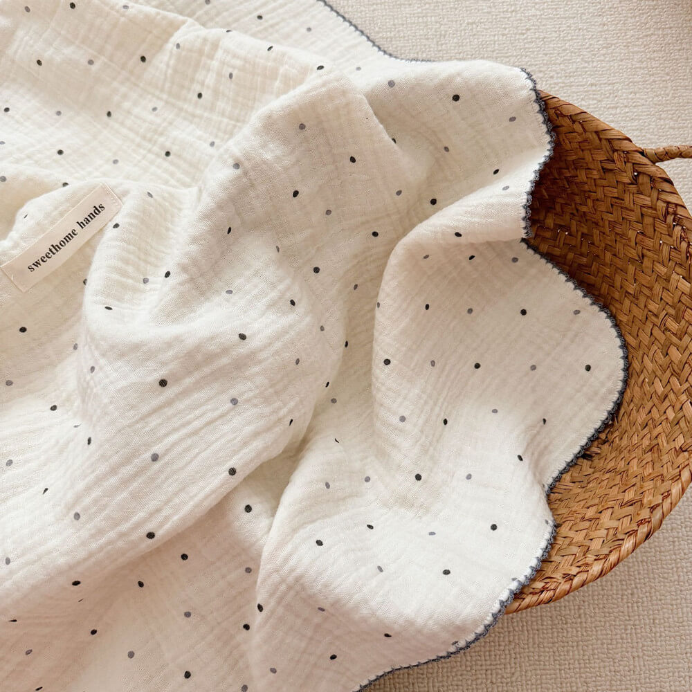 Polka Dot Muslin Toddler Blanket & Pillow Set – 47″×51″
