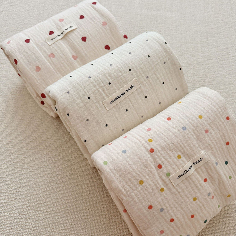 Polka Dot Muslin Toddler Blanket & Pillow Set – 47″×51″