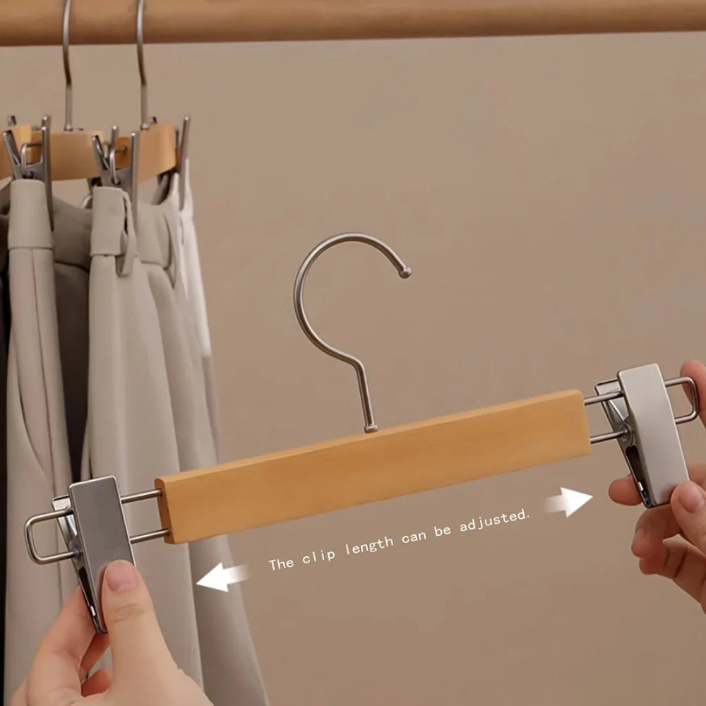Premium Wood Pants Hangers with Clips