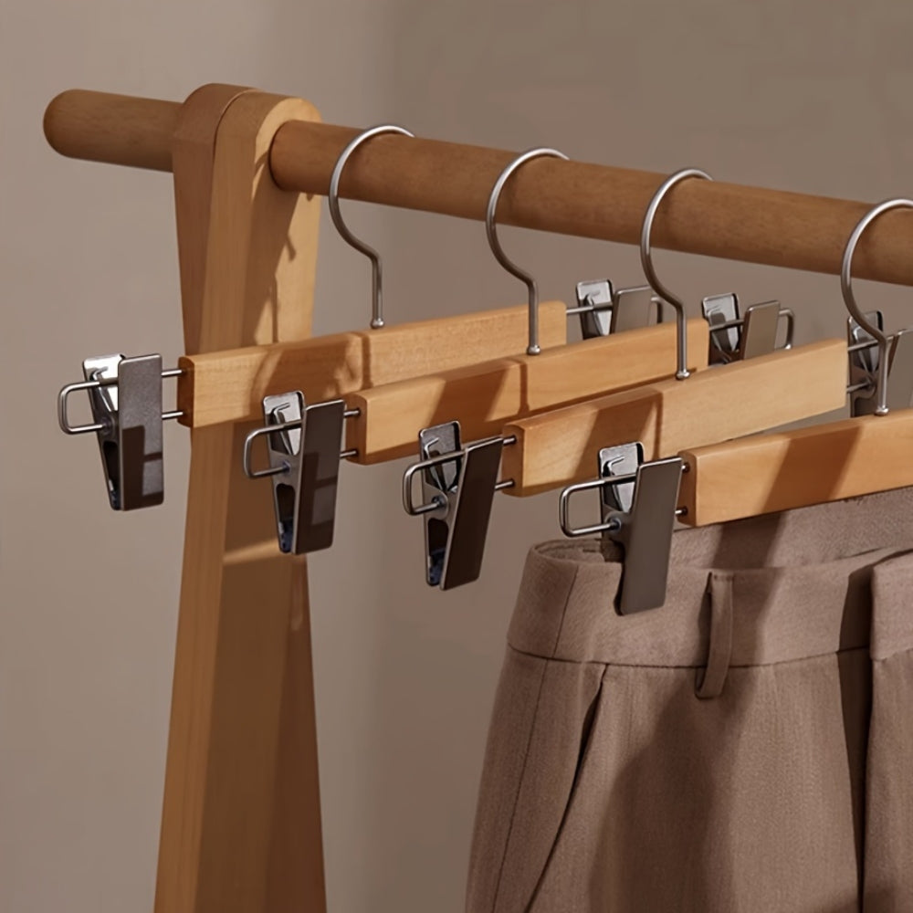 Premium Wood Pants Hangers with Clips