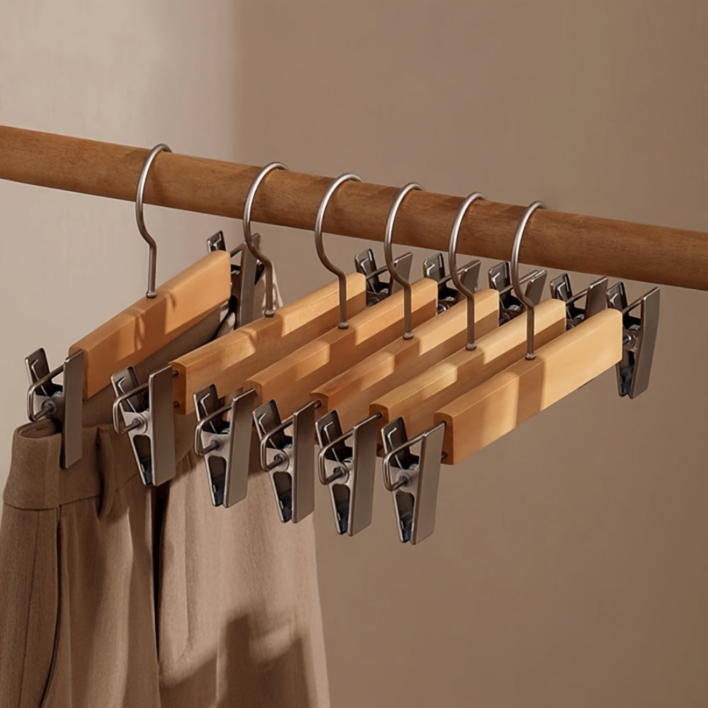 Premium Wood Pants Hangers with Clips