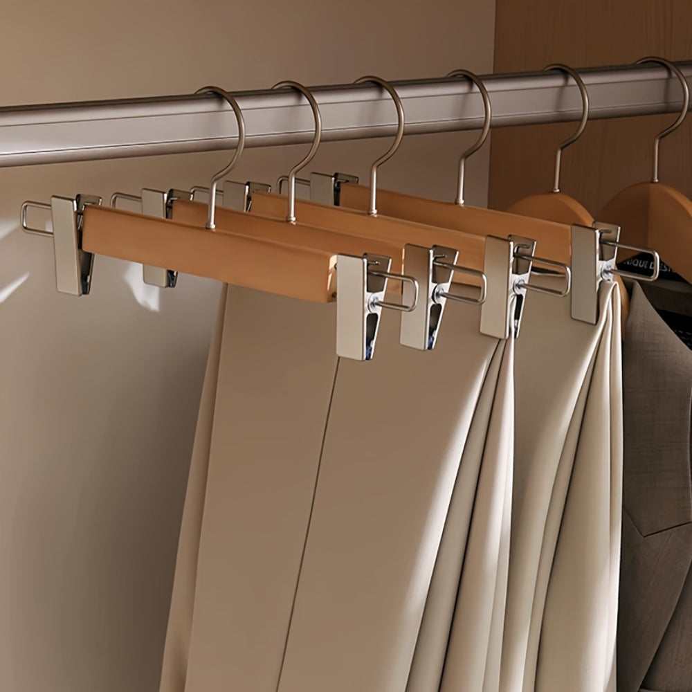 Premium Wood Pants Hangers with Clips