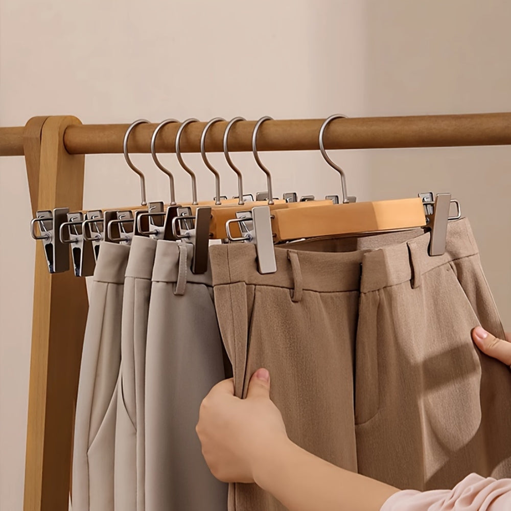 Premium Wood Pants Hangers with Clips