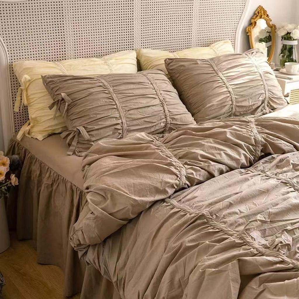 Princess Ruched Duvet Cover - Brown