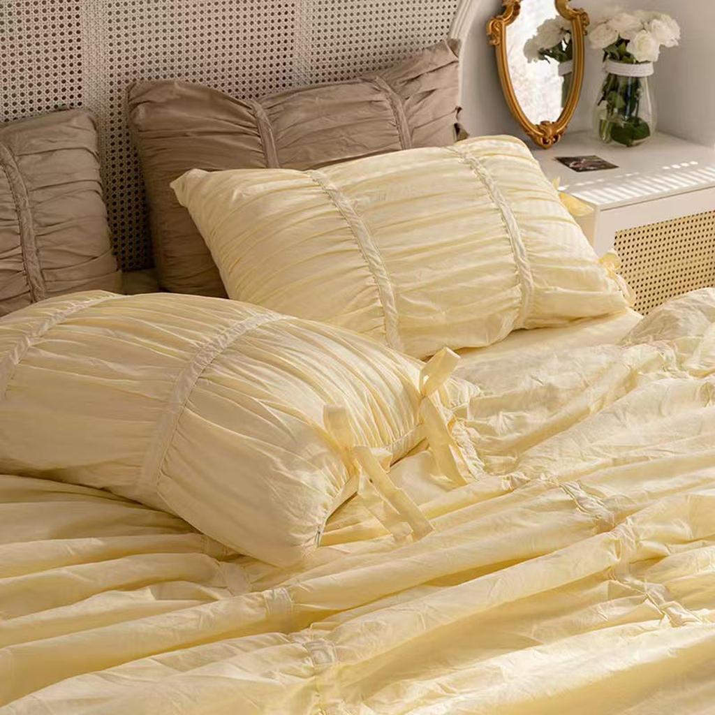 Princess Ruched Pillowcase Yellow