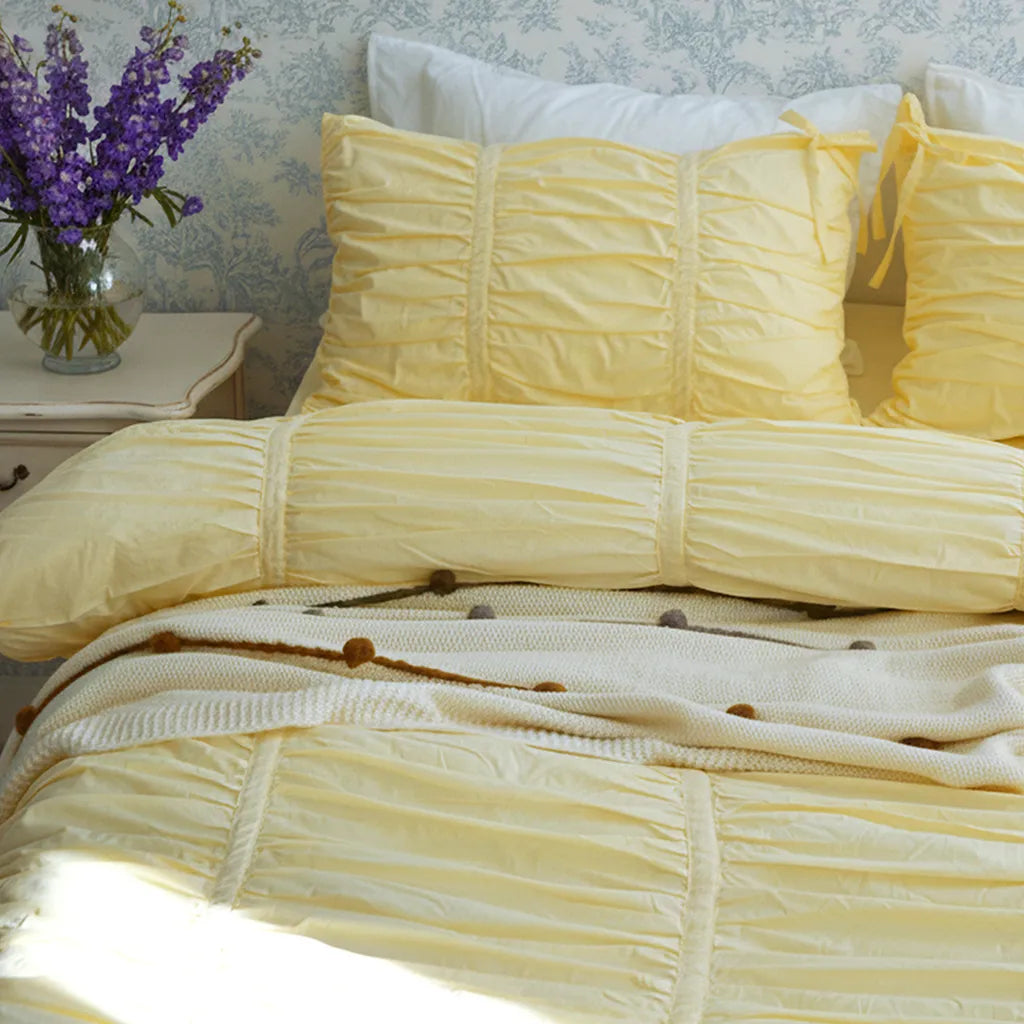 Princess Ruched Bedding Set - White