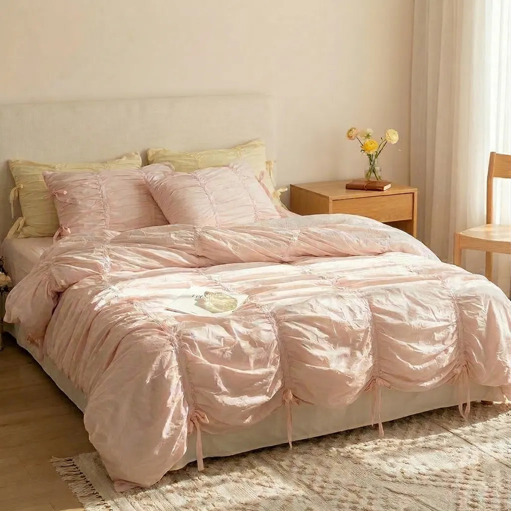 Princess Ruched Bedding Set - White
