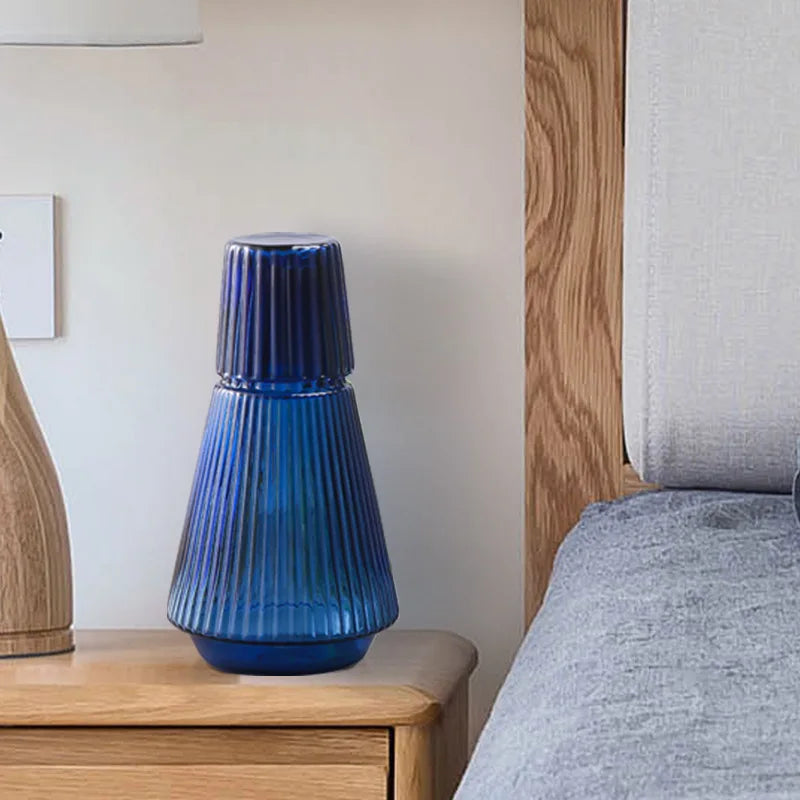 Prism Pleated Glass Carafe & Cup Set