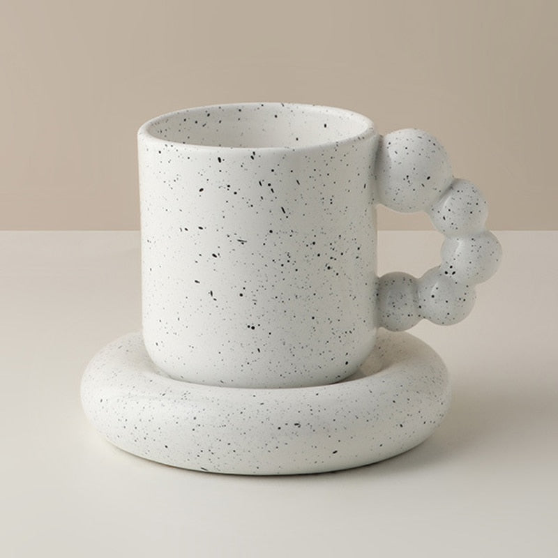Puff Ceramic Mug & Plate Set White