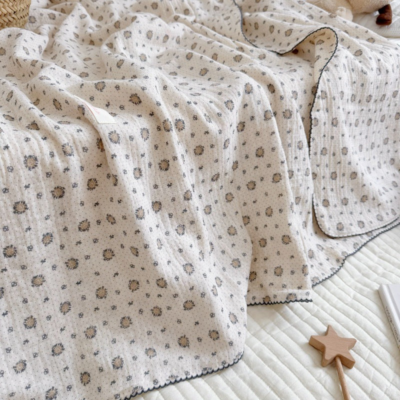 Pure Cotton Muslin Blanket with Miniature Floral Print