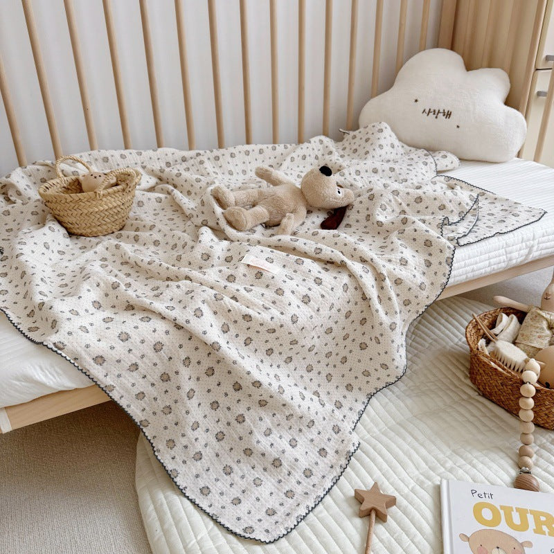 Pure Cotton Muslin Blanket with Miniature Floral Print