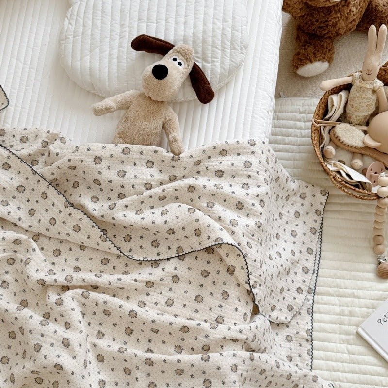 Pure Cotton Muslin Blanket with Miniature Floral Print