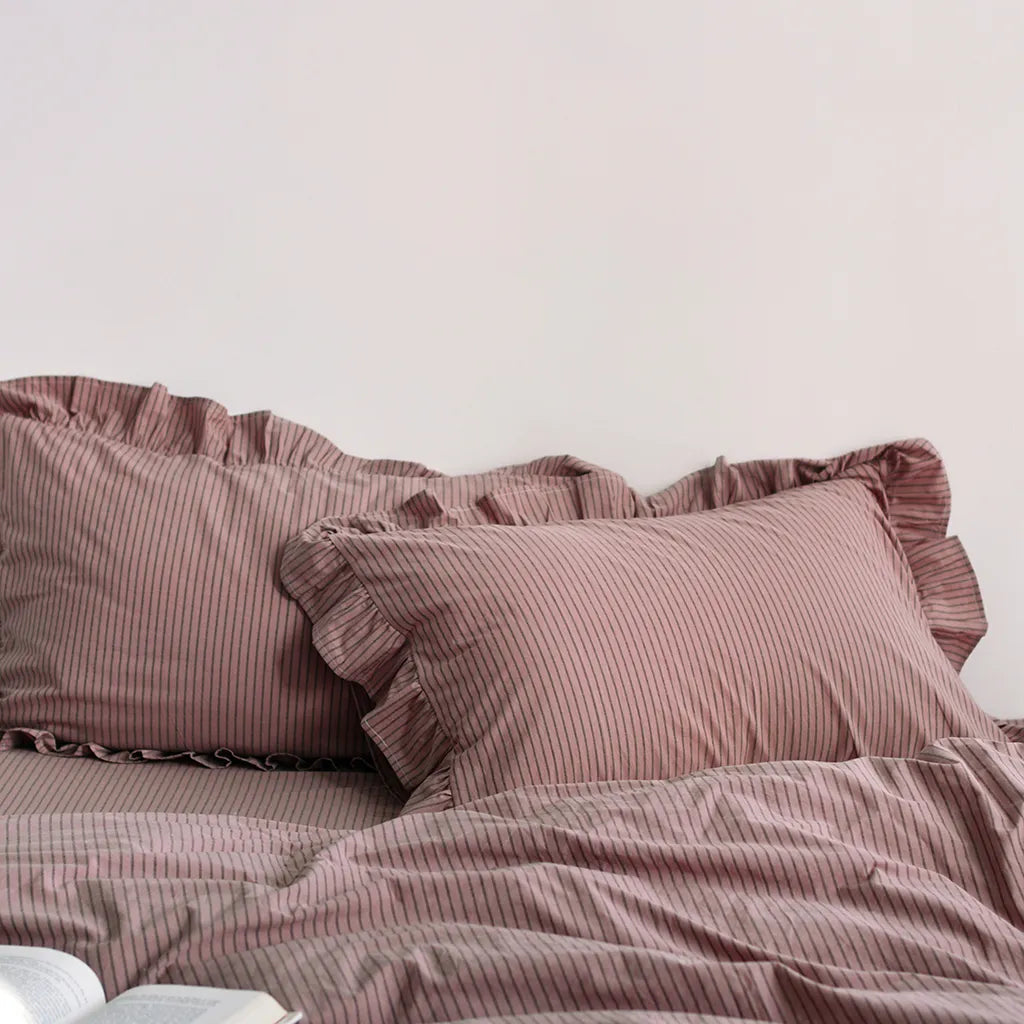 Purple Striped Ruffle Pillow Shams