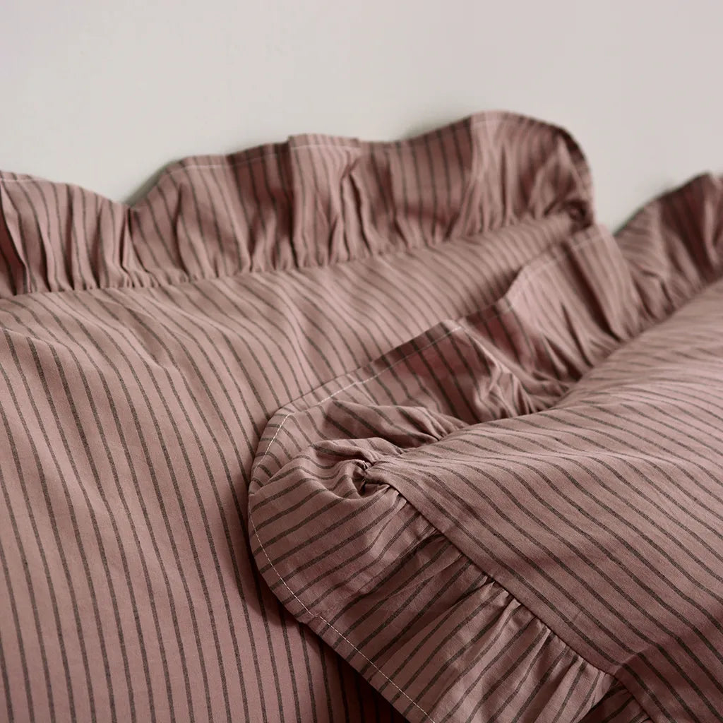 Purple Striped Ruffle Pillow Shams