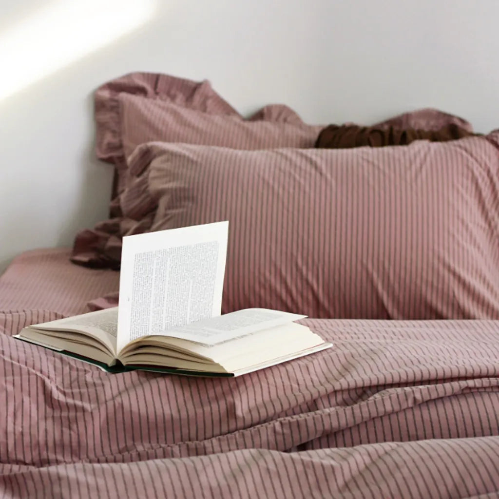 Purple Striped Ruffle Pillow Shams